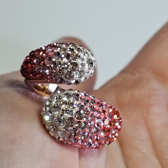 Swarovski Jewelry - Gold Tone Swarovski Louise Pink Clear Crystal Ring Size 7